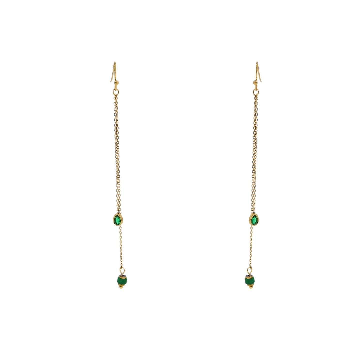 Boucles d'oreilles Alba en acier pierre suspendu