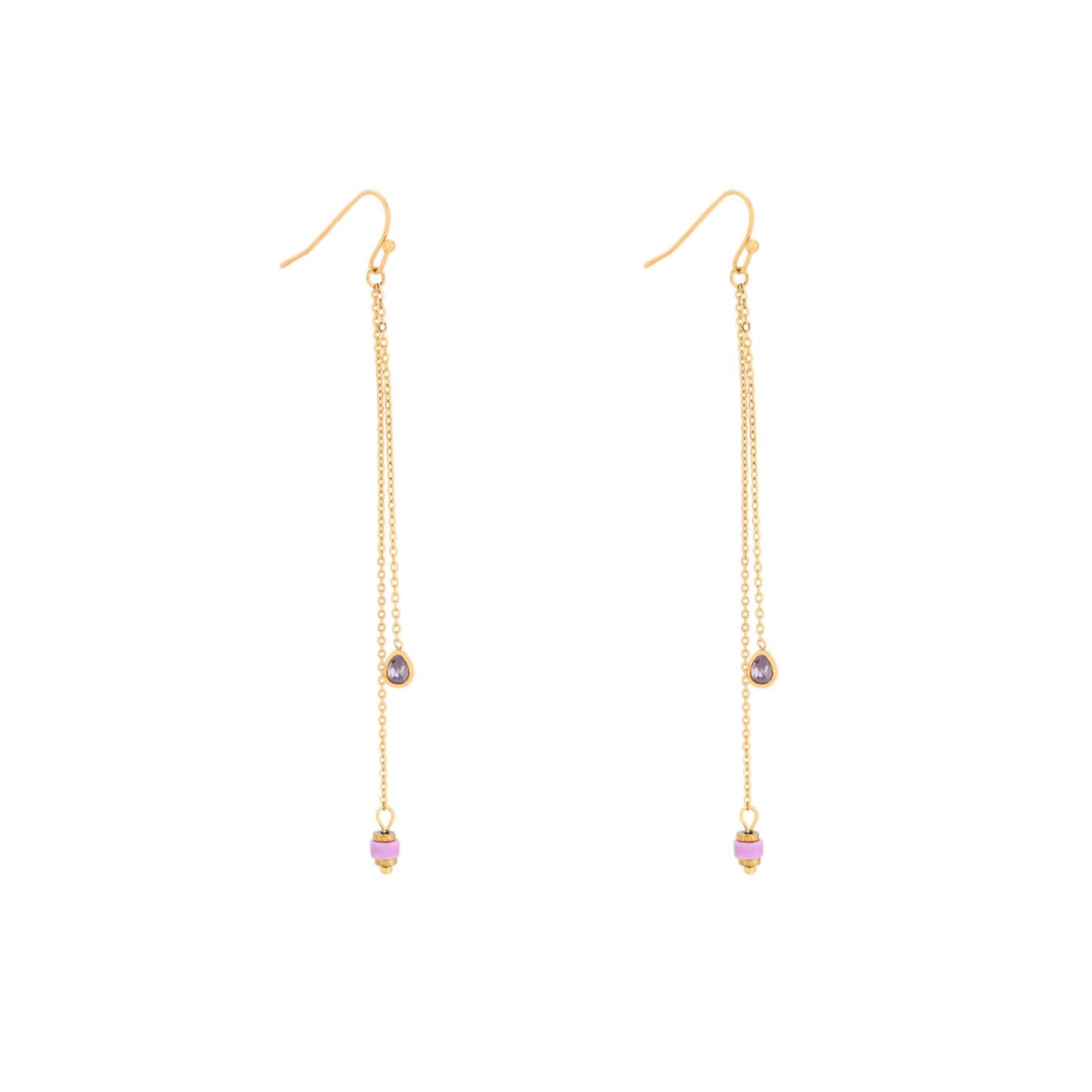 Boucles d'oreilles Alba en acier pierre suspendu