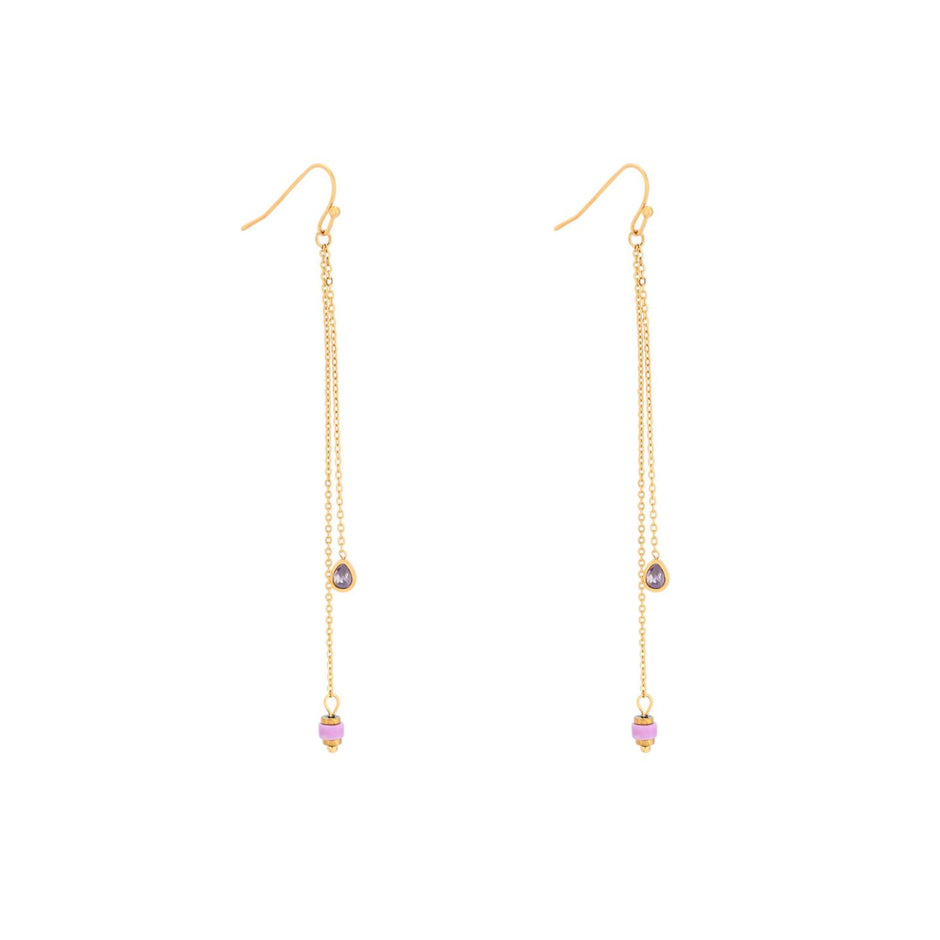 Boucles d'oreilles Alba en acier pierre suspendu