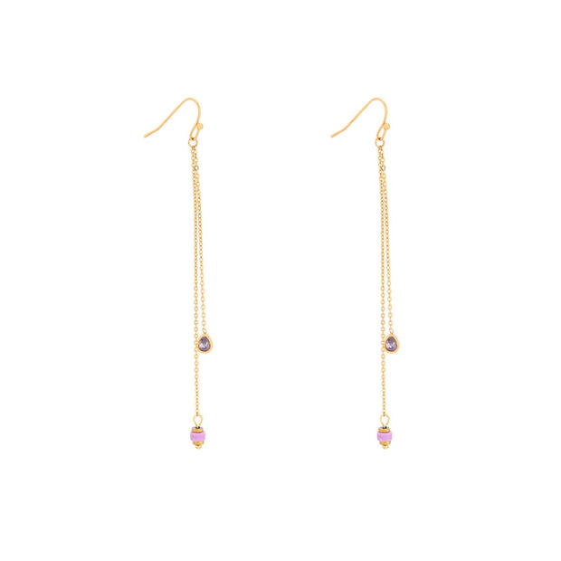 Boucles d'oreilles Alba en acier pierre suspendu
