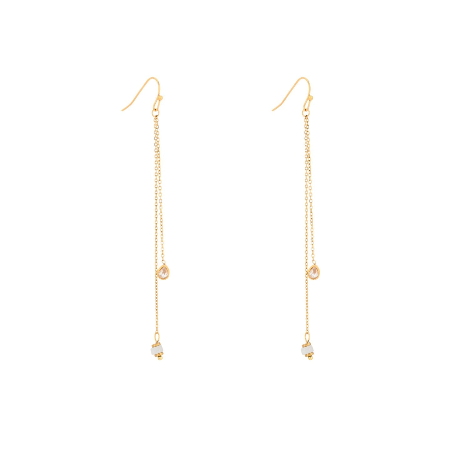 Boucles d'oreilles Alba en acier pierre suspendu