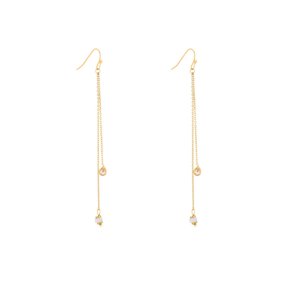 Boucles d'oreilles Alba en acier pierre suspendu