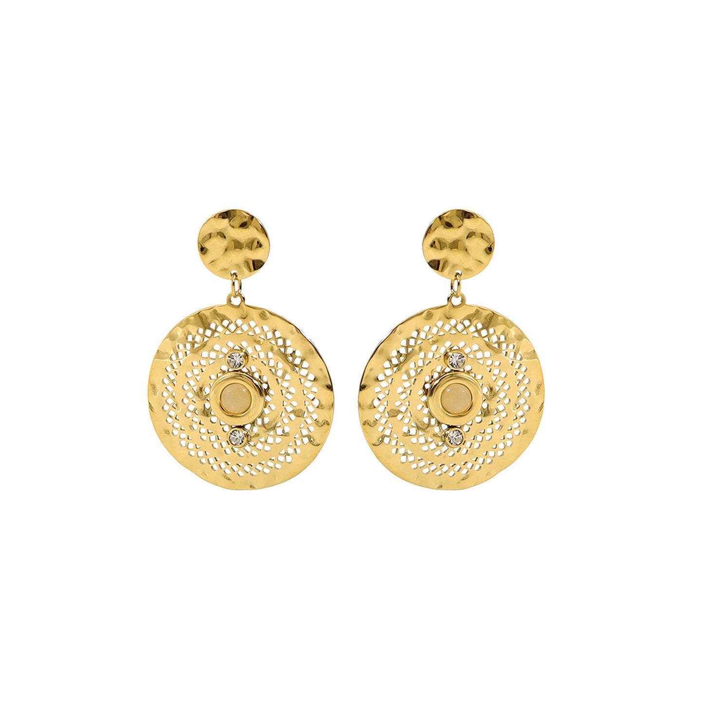 Boucles d'oreilles Esmée en acier martelés