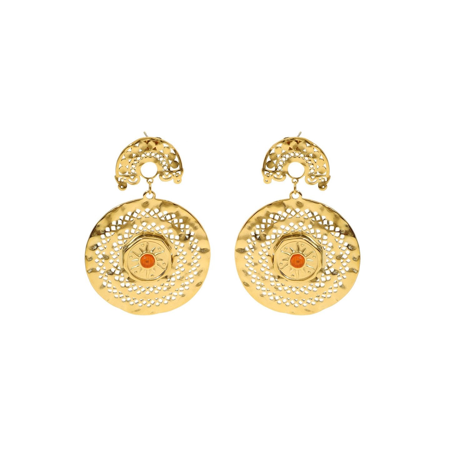 Boucles d'oreilles Esmée en acier texture soleil