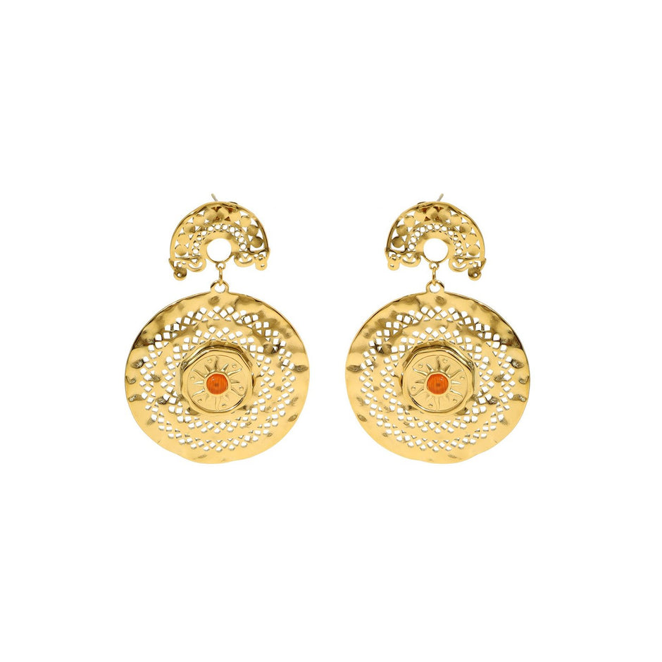 Boucles d'oreilles Esmée en acier texture soleil