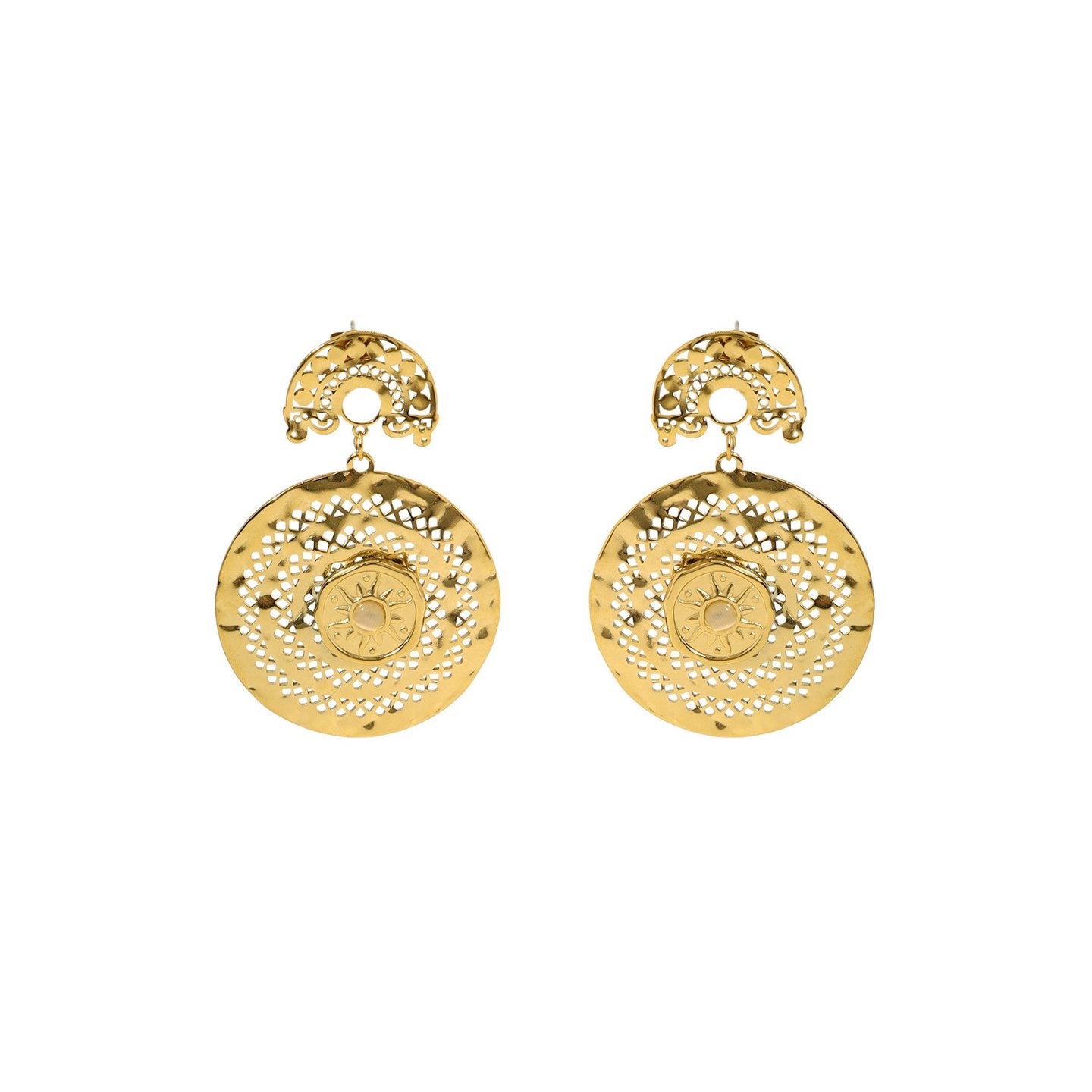 Boucles d'oreilles Esmée en acier texture soleil