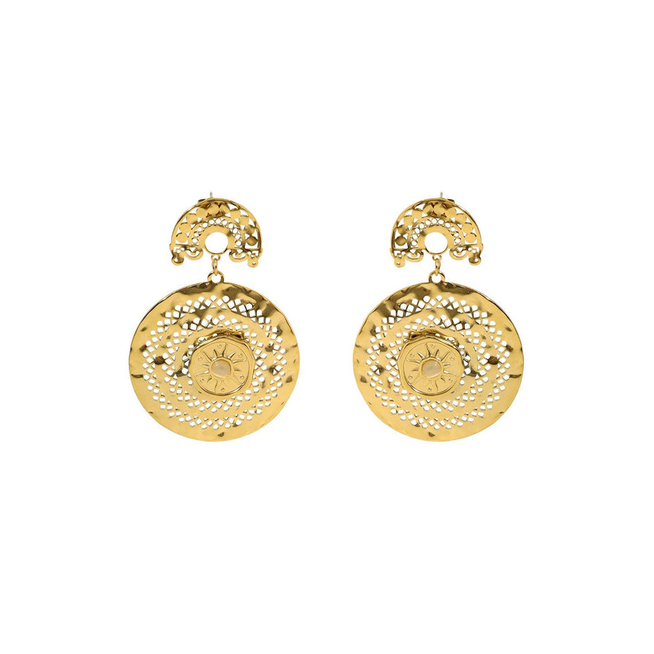 Boucles d'oreilles Esmée en acier texture soleil