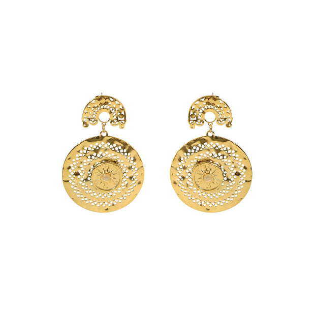 Boucles d'oreilles Esmée en acier texture soleil