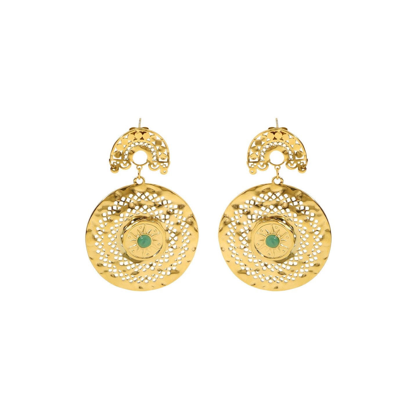 Boucles d'oreilles Esmée en acier texture soleil