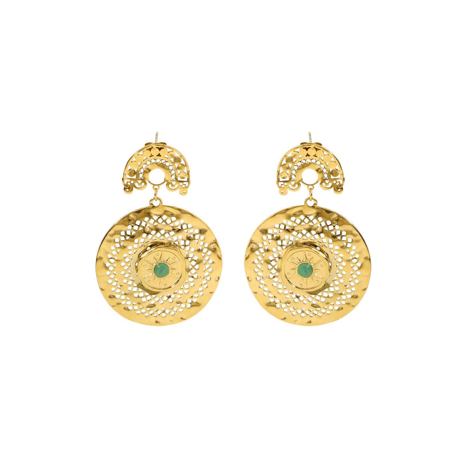 Boucles d'oreilles Esmée en acier texture soleil