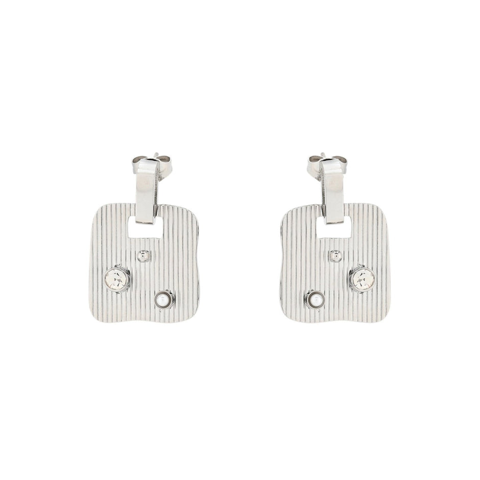 Boucles d'oreilles Esmée en acier carré transparents