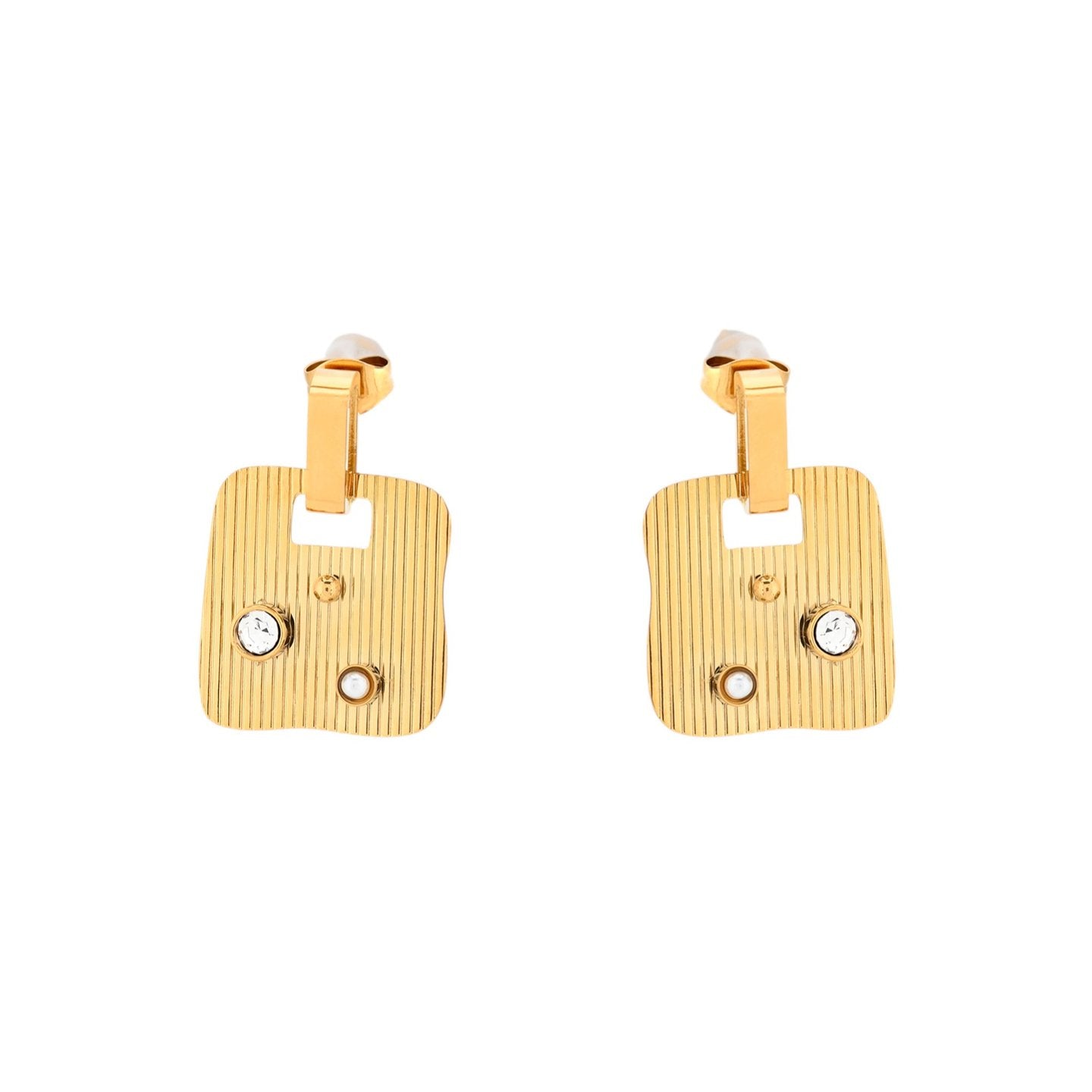 Boucles d'oreilles Esmée en acier carré transparents