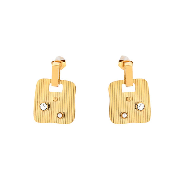 Boucles d'oreilles Esmée en acier carré transparents