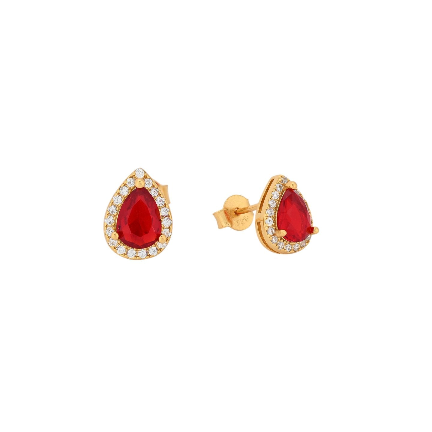 Boucles d'oreilles S925 ovale rouge