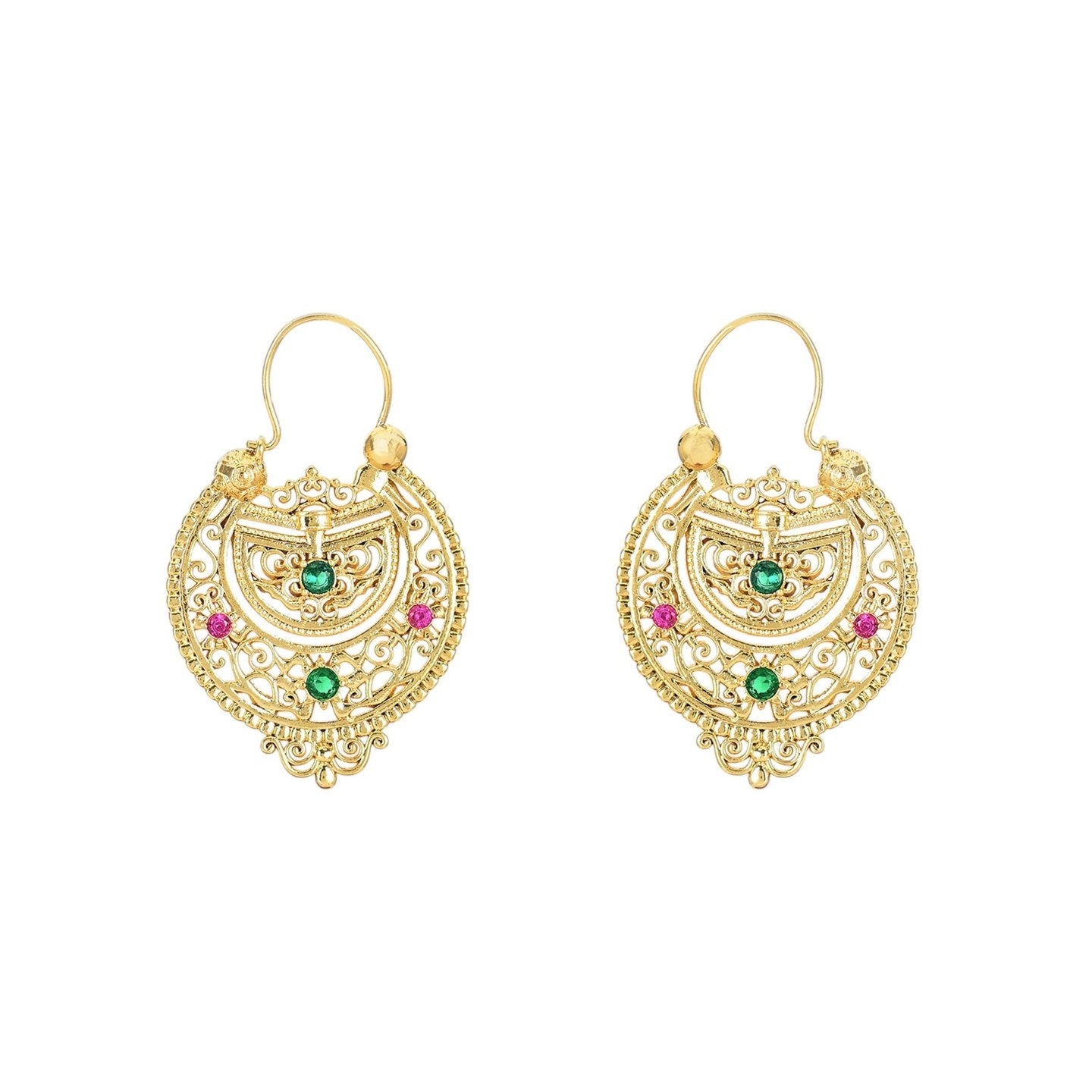 Boucles d'oreilles Aria semi précieuses avec des brillants colorés