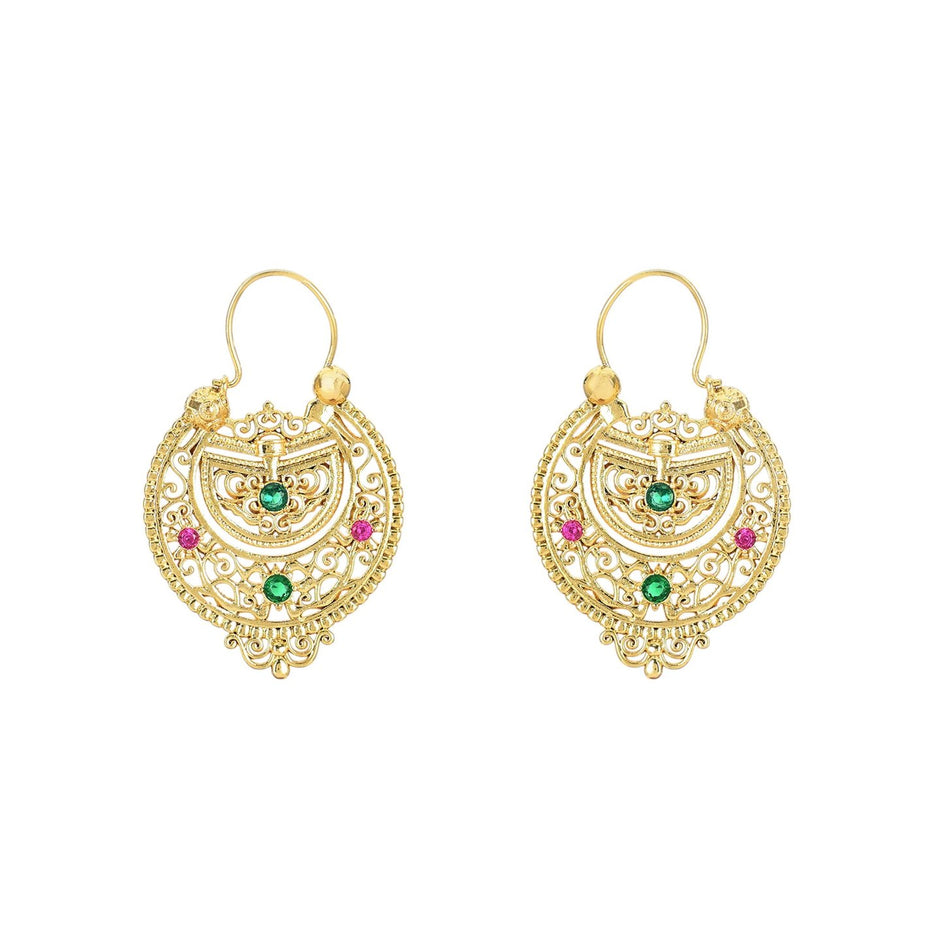 Boucles d'oreilles Aria semi précieuses avec des brillants colorés