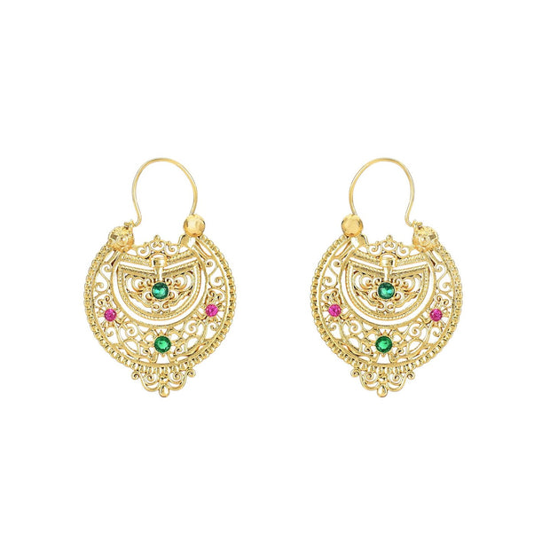 Boucles d'oreilles Aria semi précieuses avec des brillants colorés