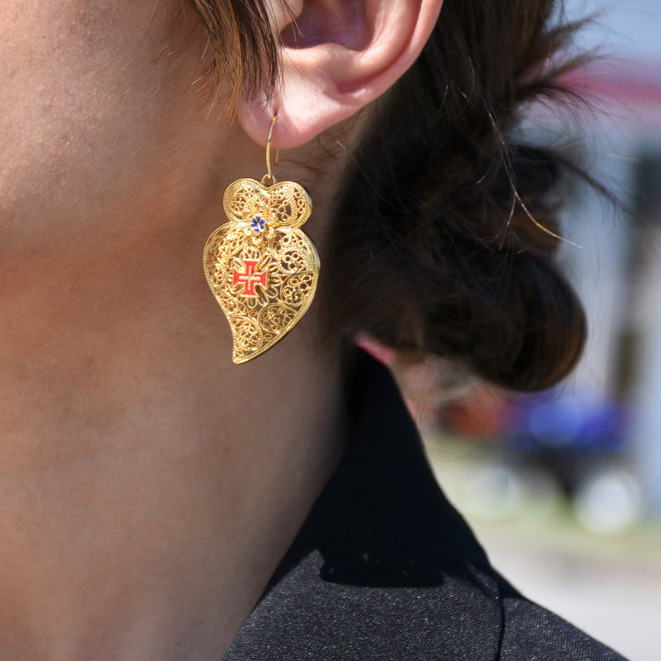 Boucles d'oreilles Aria coeur traditionnelles de Viana Cruz