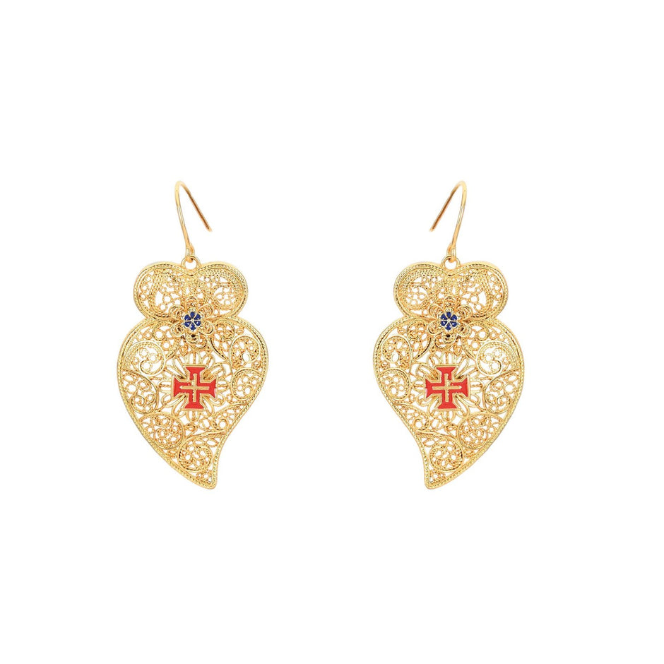 Boucles d'oreilles Aria coeur traditionnelles de Viana Cruz