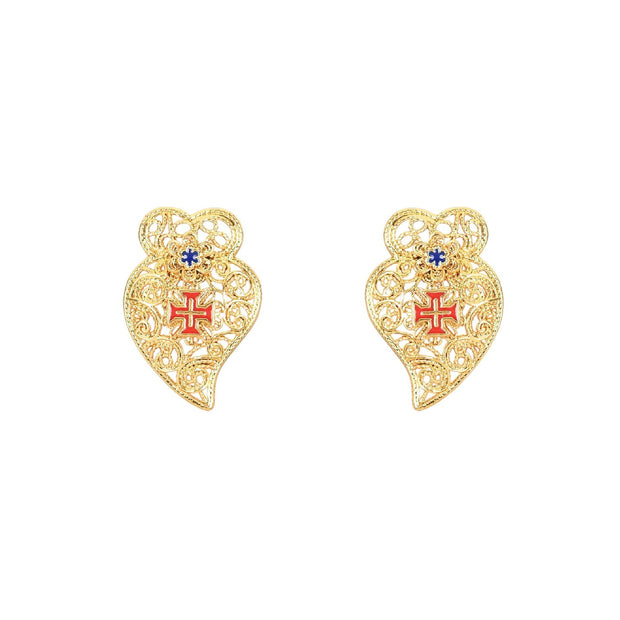 Boucles d'oreilles Aria coeur traditionnelles de Viana Cruz