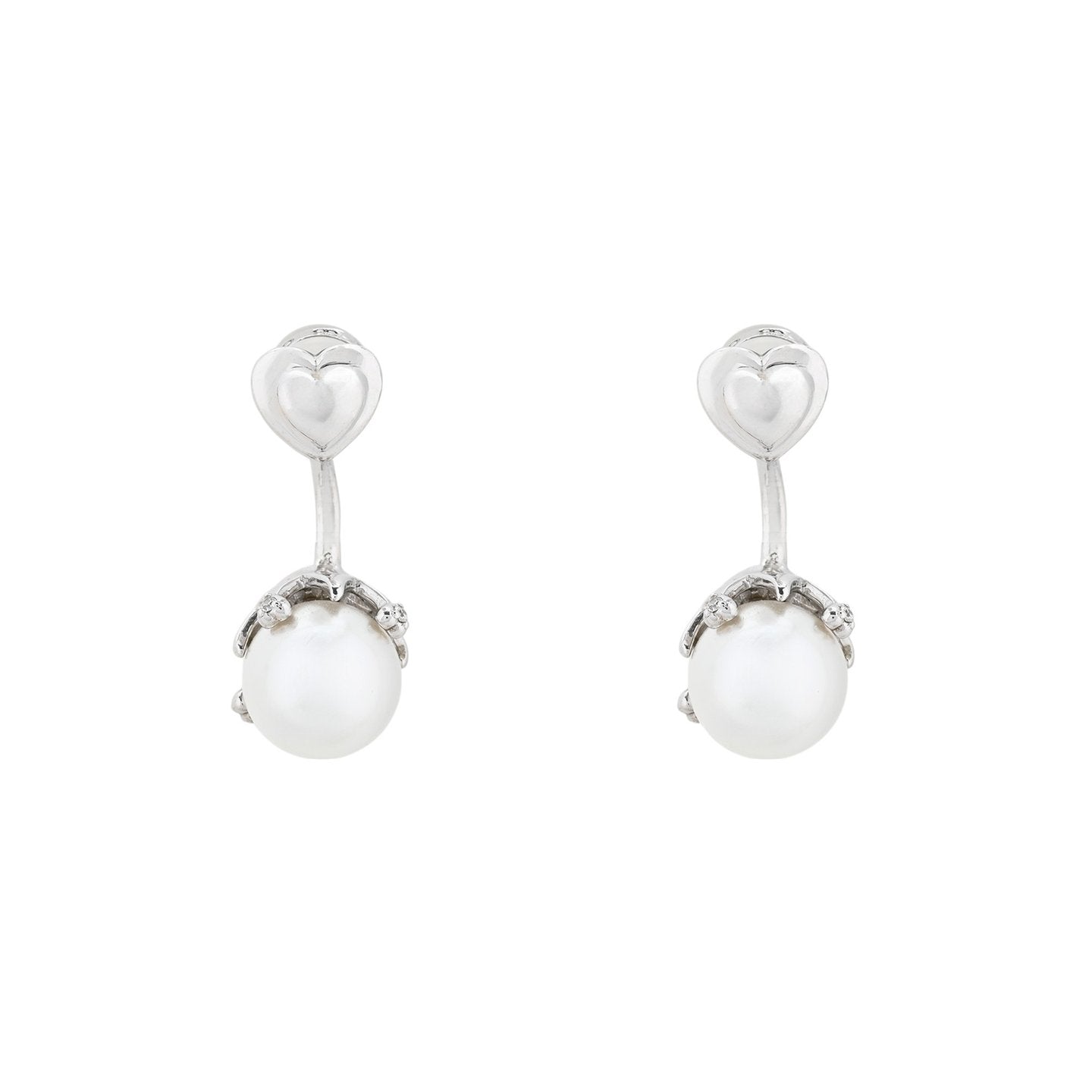 Boucles d'oreilles Luna en perle avec cœur pendent