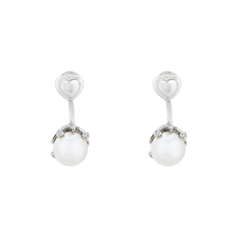 Boucles d'oreilles Luna en perle avec cœur pendent