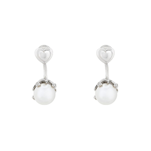 Boucles d'oreilles Luna en perle avec cœur pendent