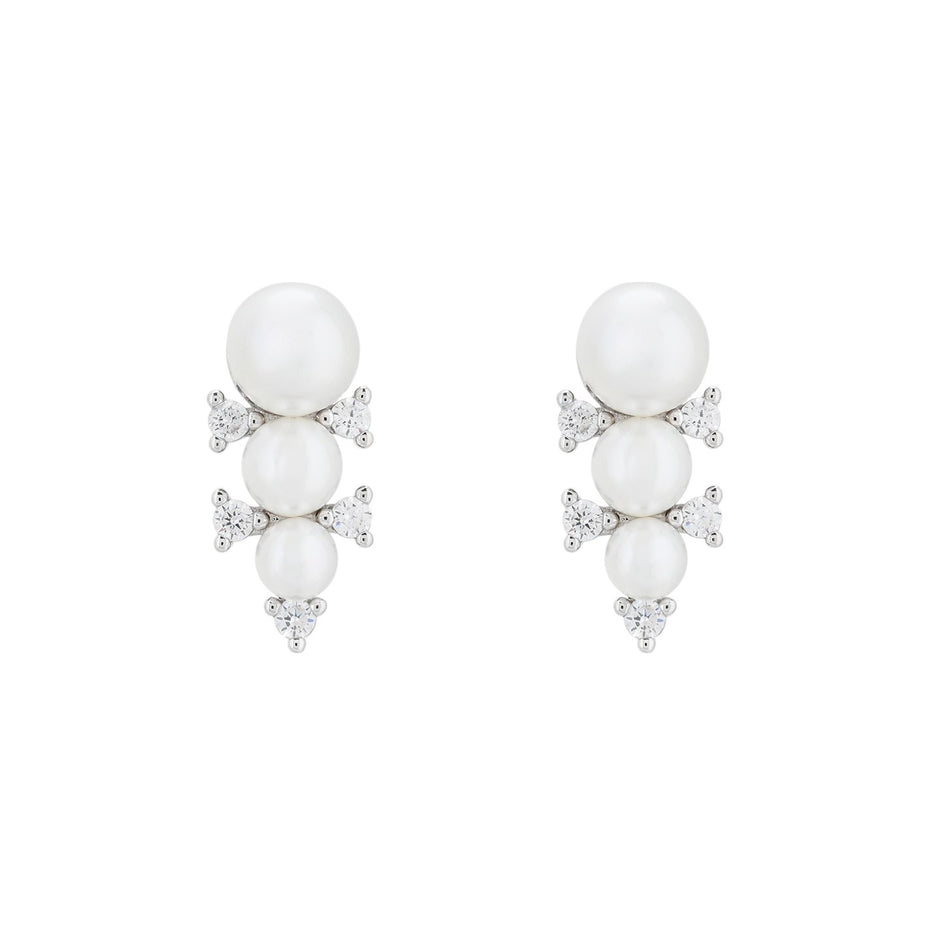 Boucles d'oreilles Luna trio de perles