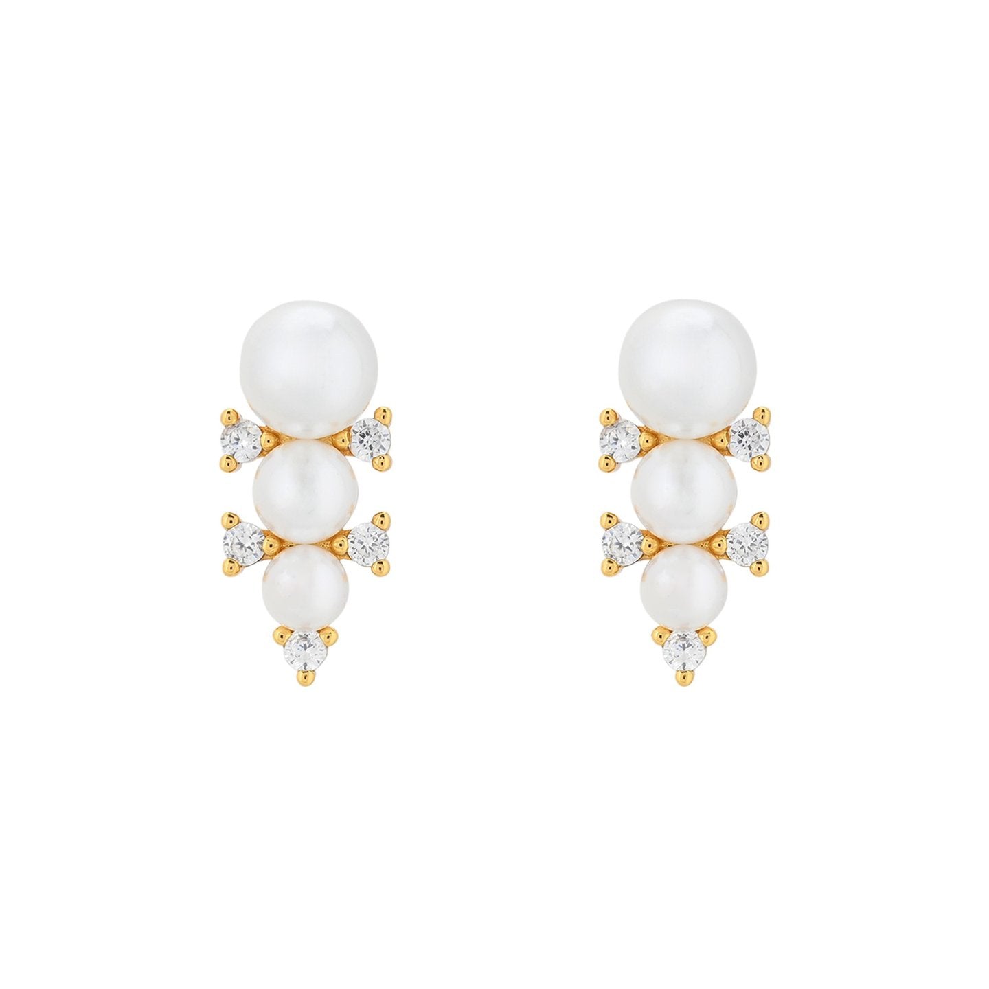 Boucles d'oreilles Luna trio de perles