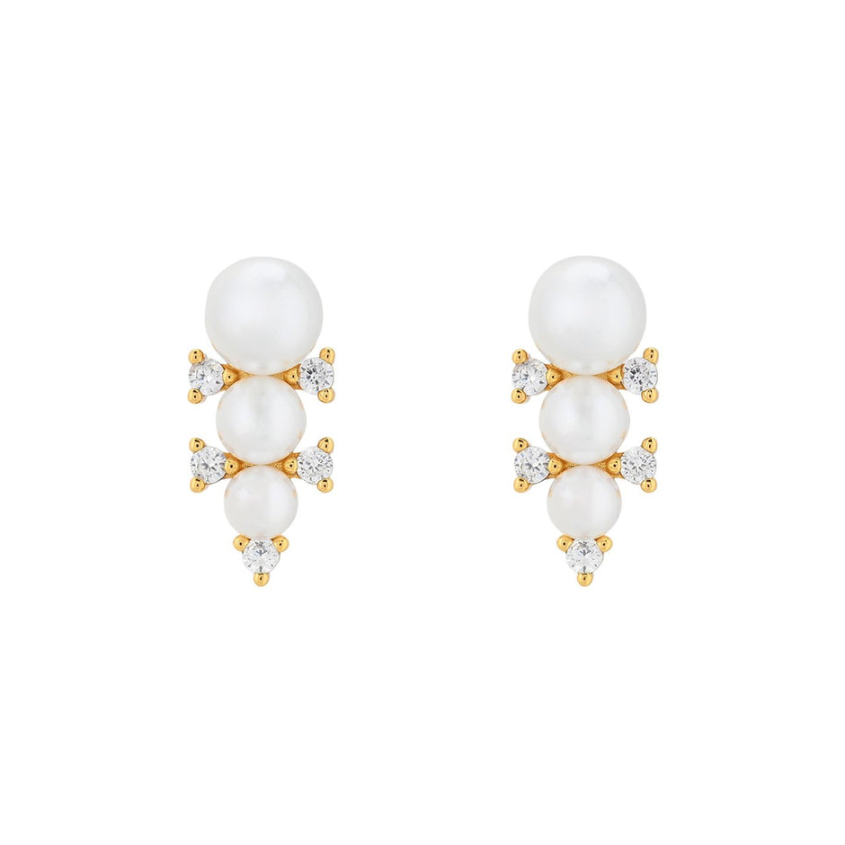 Boucles d'oreilles Luna trio de perles