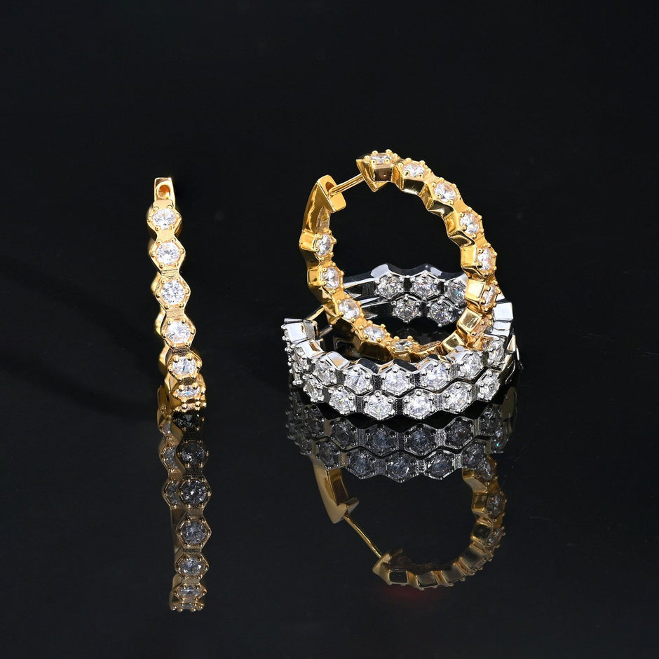 Boucles d'oreille Luna géométriques avec zircones