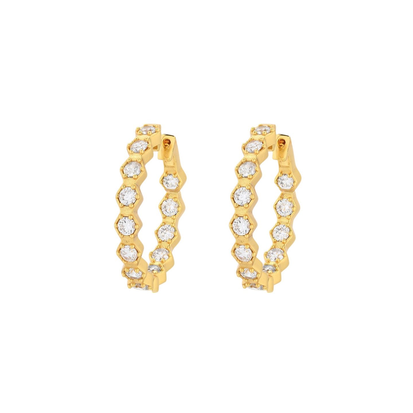 Boucles d'oreille Luna géométriques avec zircones