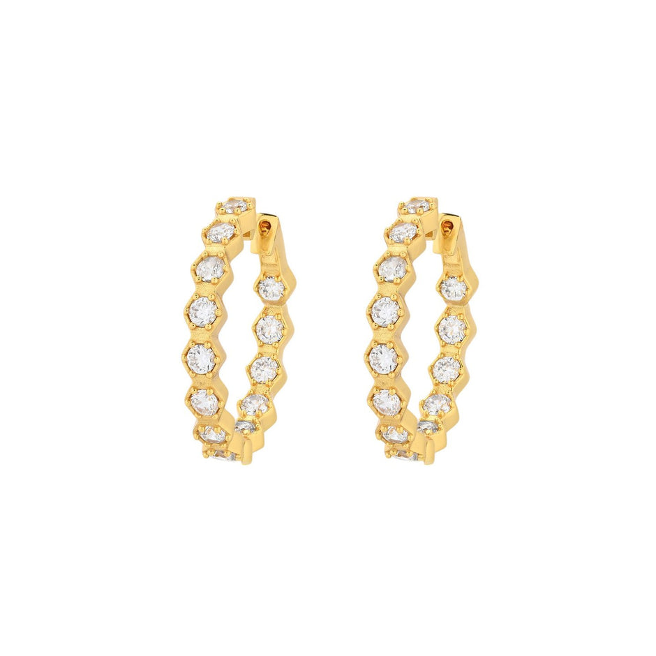 Boucles d'oreille Luna géométriques avec zircones