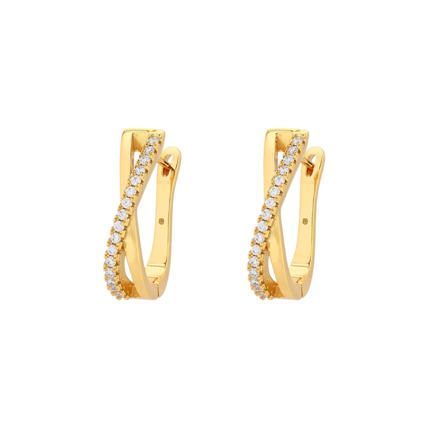 Boucles d'oreilles Luna croisées avec brillants