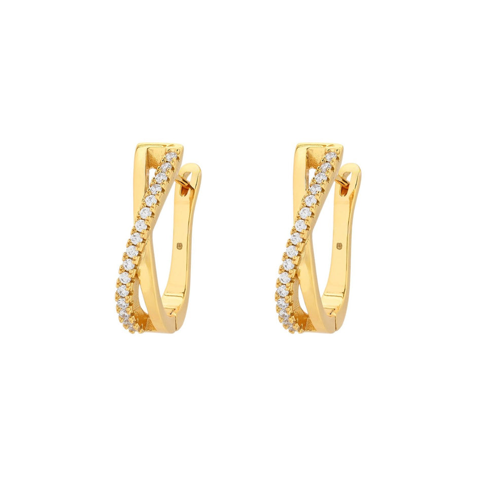 Boucles d'oreilles Luna croisées avec brillants