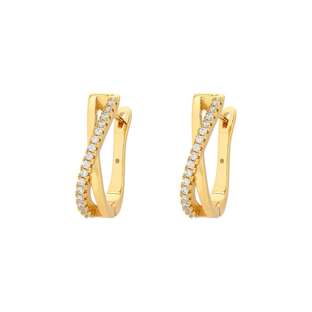 Boucles d'oreilles Luna croisées avec brillants