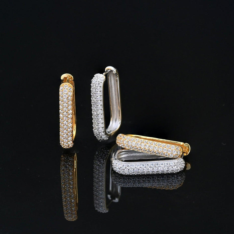 Boucles d'oreille Luna carrées avec zircones