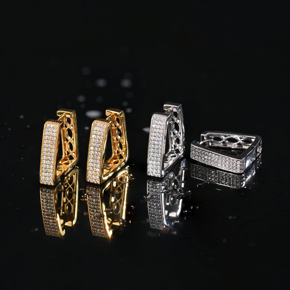 Boucles d'oreilles Luna carrées avec brillants