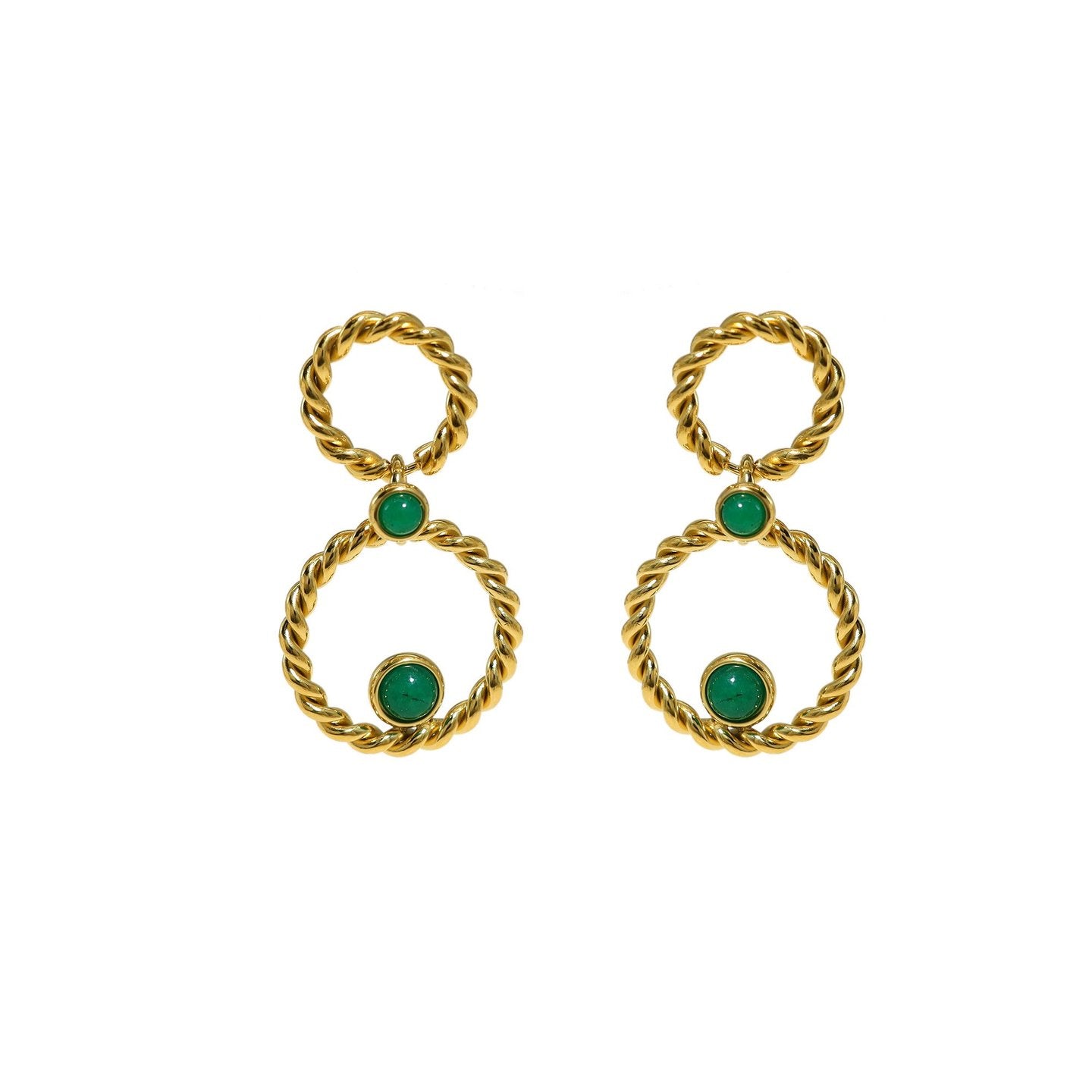 Boucles d'oreilles Esmée pendantes en acier entrelacé