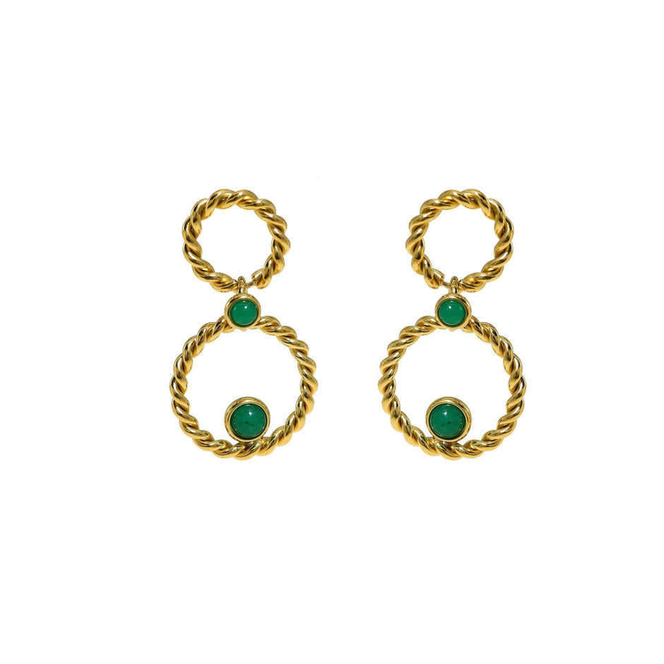 Boucles d'oreilles Esmée pendantes en acier entrelacé