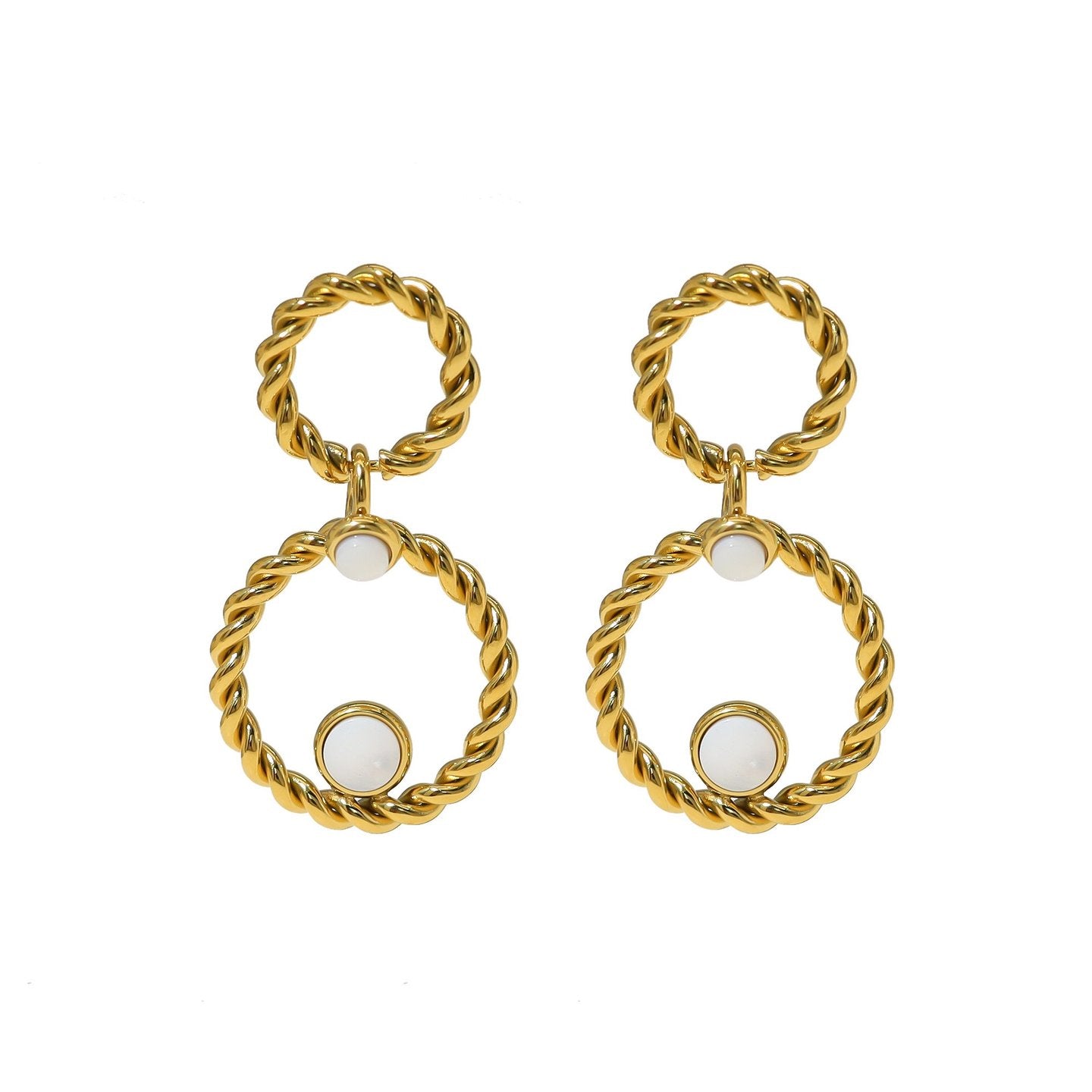 Boucles d'oreilles Esmée pendantes en acier entrelacé