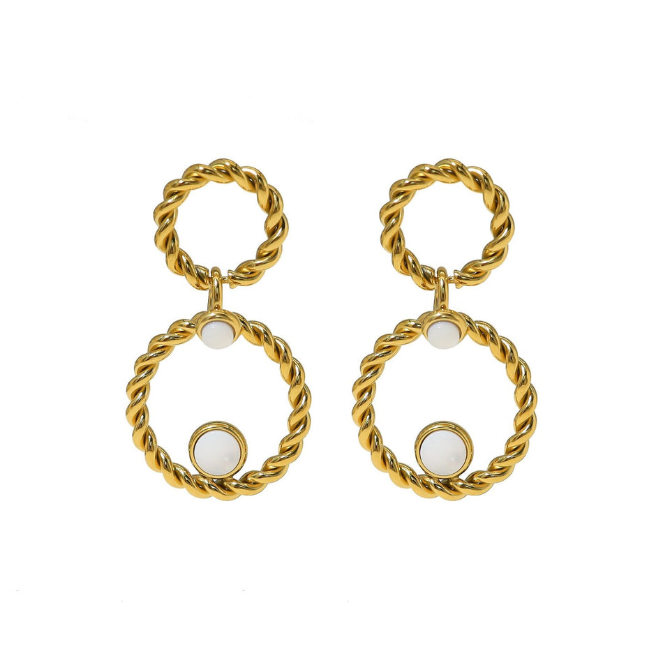 Boucles d'oreilles Esmée pendantes en acier entrelacé