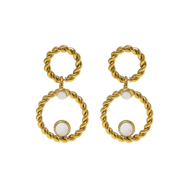 Boucles d'oreilles Esmée pendantes en acier entrelacé