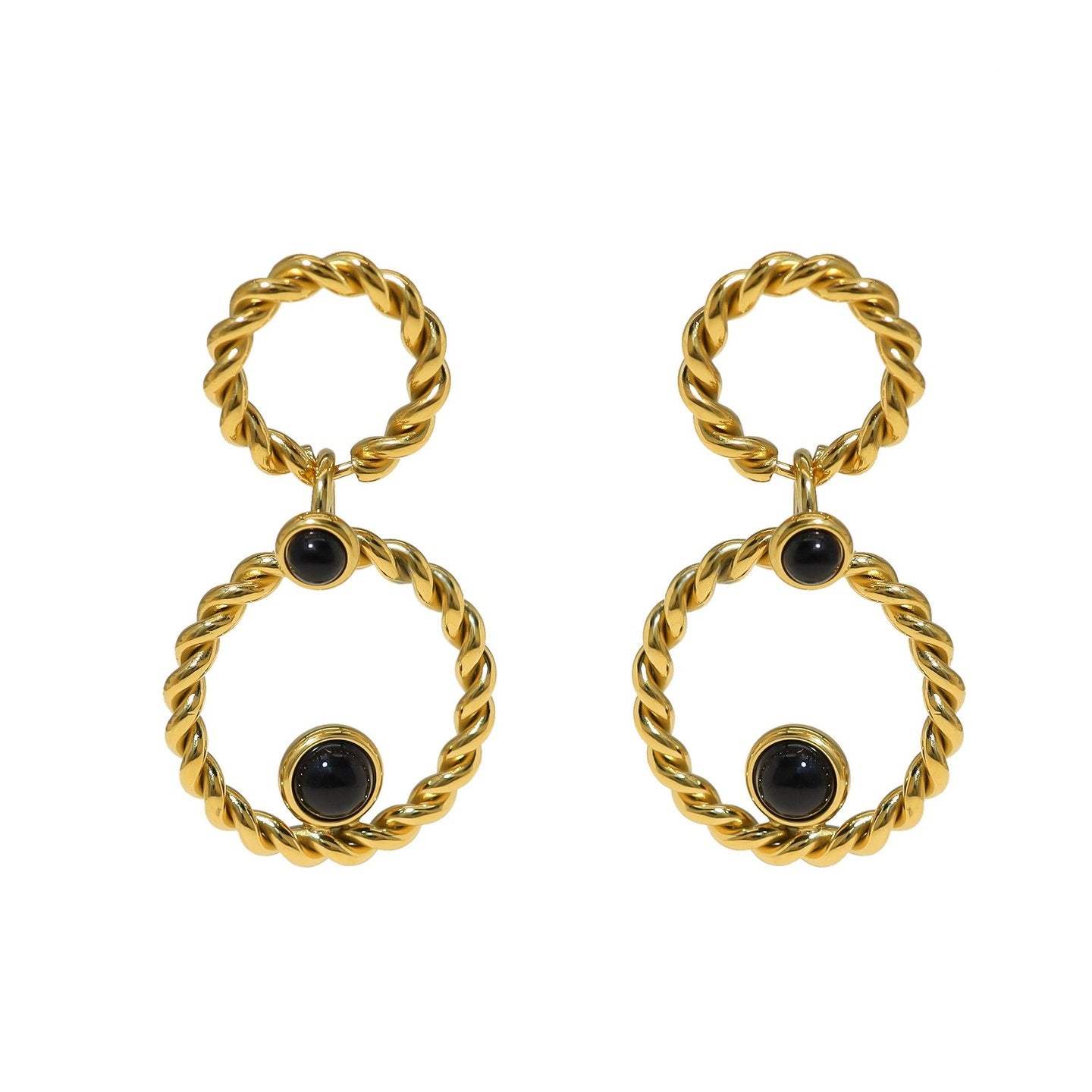 Boucles d'oreilles Esmée pendantes en acier entrelacé