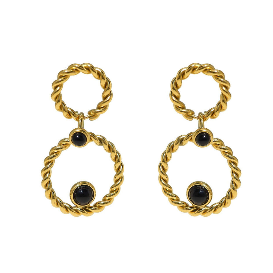 Boucles d'oreilles Esmée pendantes en acier entrelacé