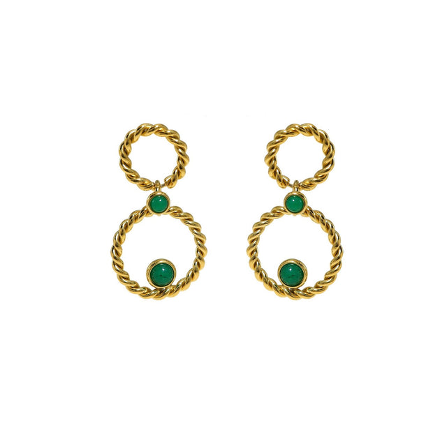 Boucles d'oreilles Esmée pendantes en acier entrelacé