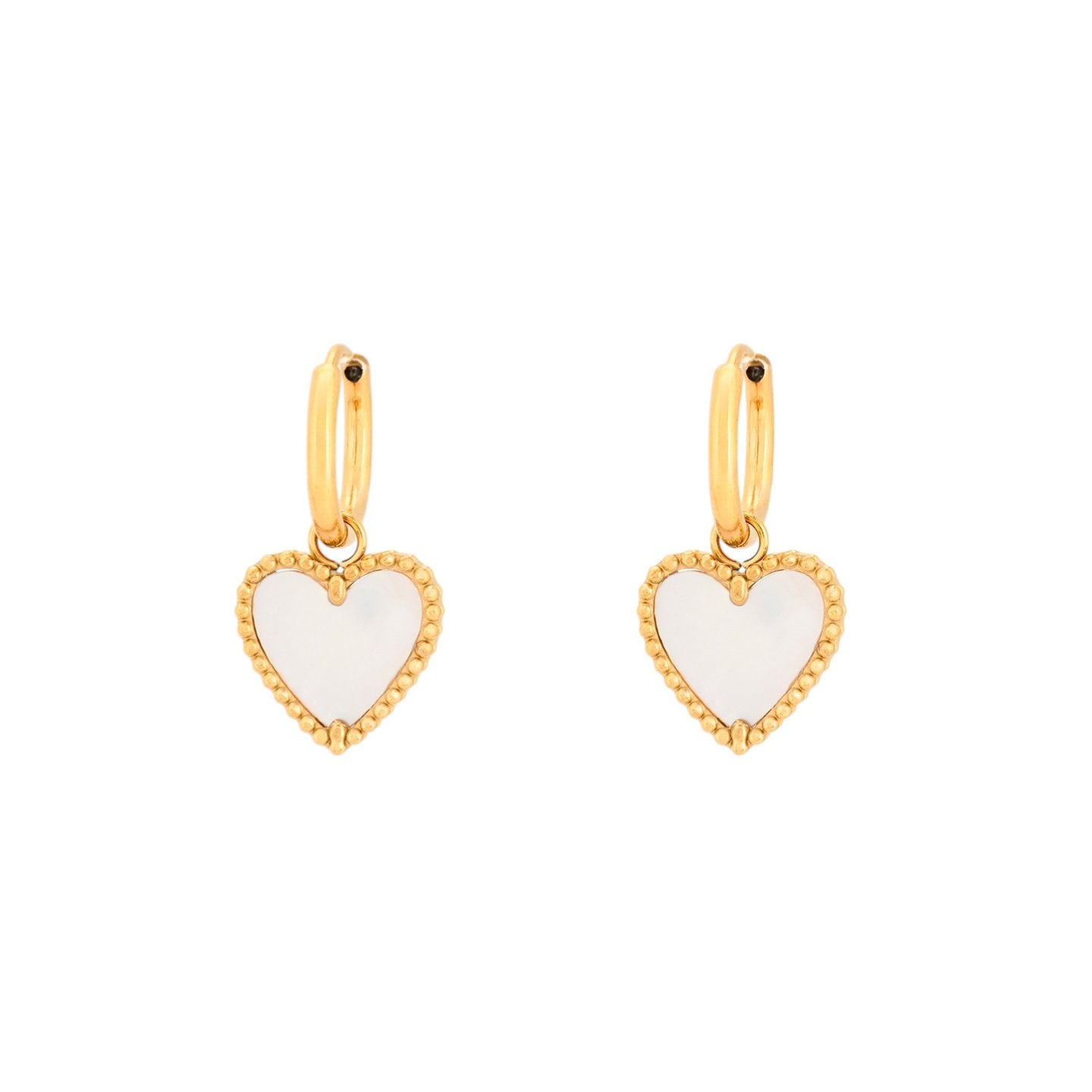 Boucles d'oreilles acier coeur texture et nacre Alba