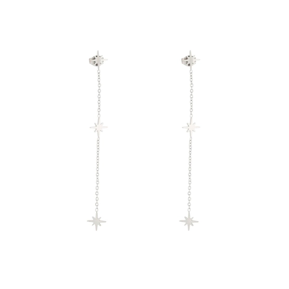 Boucles d'oreilles en acier long étoiles Alba