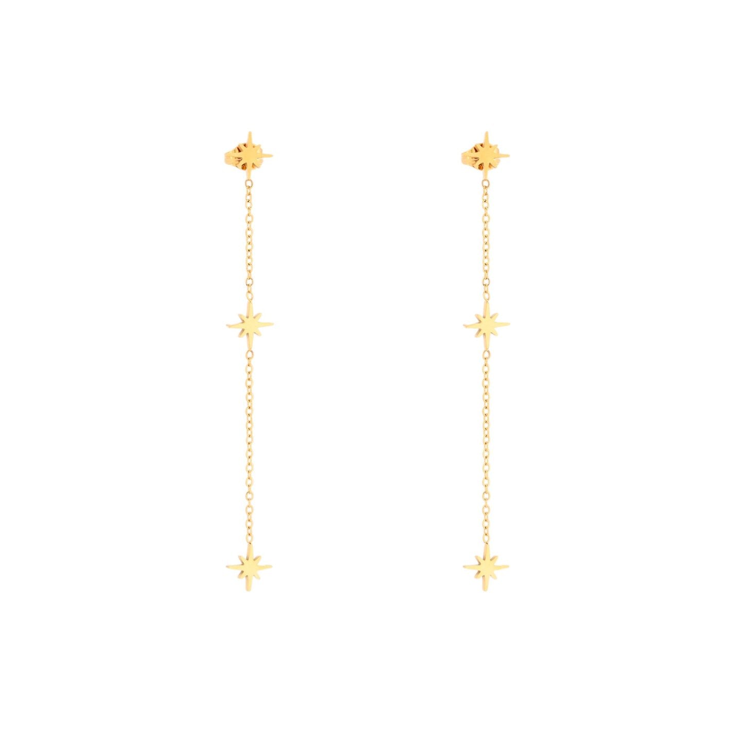 Boucles d'oreilles en acier long étoiles Alba