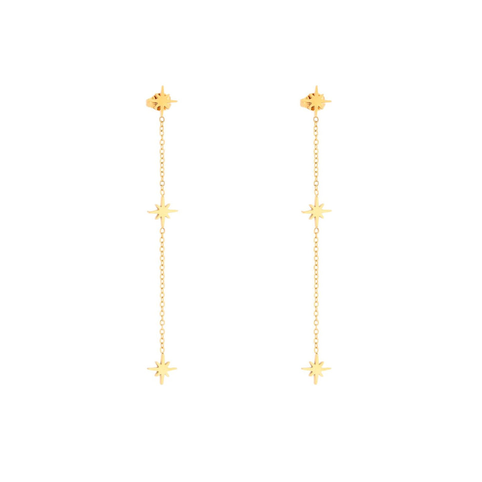 Boucles d'oreilles en acier long étoiles Alba
